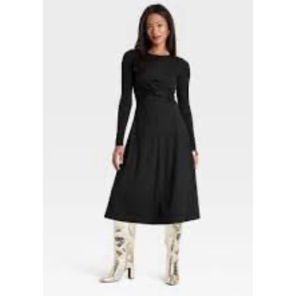 a new day Dresses & Skirts - NEW‎ A New Day Black Longsleeve Twist Front Midi Dress, XS